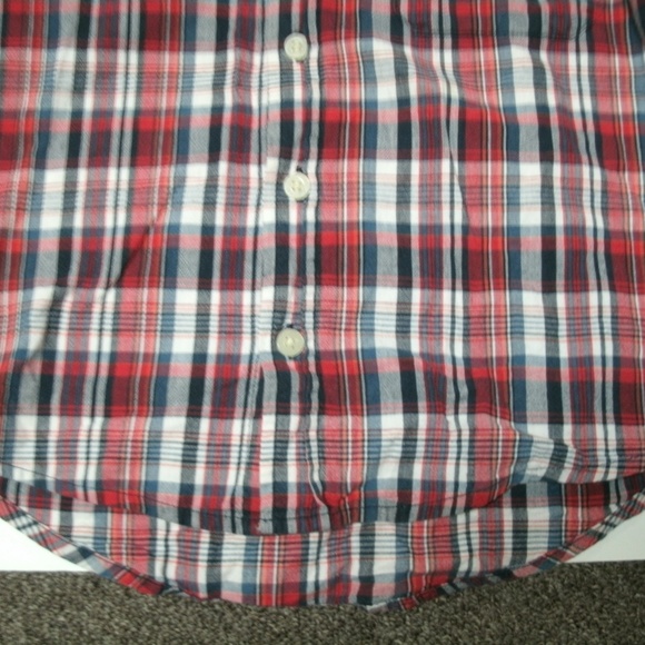 Oshkosh Boys Shirt Button Down Plaid Red Navy Long Sleeve Size 5 - Picture 4 of 10